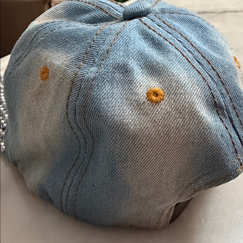 Stylish Denim Cap with Rhinestones and Jamaica ๐ฏ๐ฒ Flag Patch - Picture 4 of 13